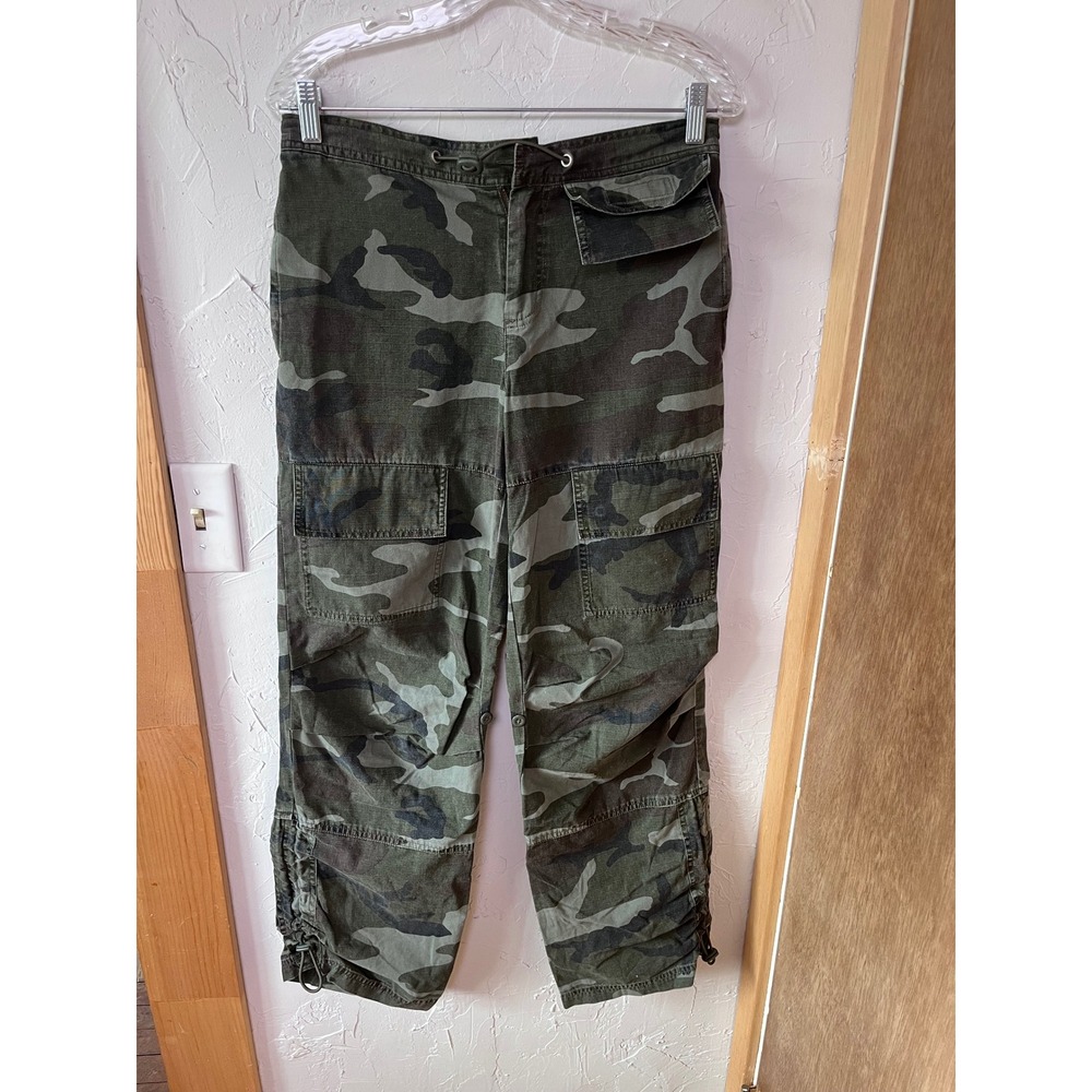 VTG Y2K American Eagle Camo Cargo Pants Womens 4 Ripstop Bungee Waist